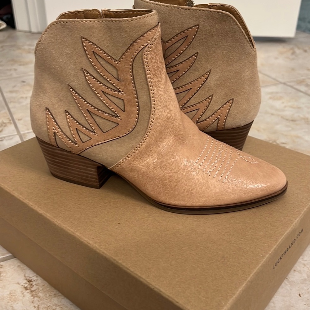 Leather western ankle booties